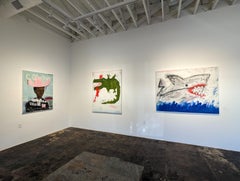 "Alligator" Contemporary Green Toned Abstract Pop Art Animal Painting