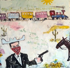 "Are You With Me Or Are You Not?" Contemporary Gestural Abstract of Train Robber