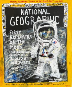 "Astronaut- National Geographic" Contemporary Abstract Pop Art Magazine Painting