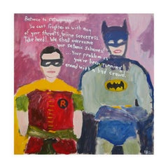 "Batman" Contemporary Abstract Pop Art Comic Book Inspired Painting of Superhero