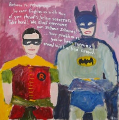 "Batman" Contemporary Abstract Pop Art Comic Book Inspired Painting of Superhero