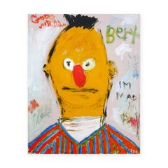 "Bert" Contemporary Abstract Pop Art Figure Painting of Sesame Street Character