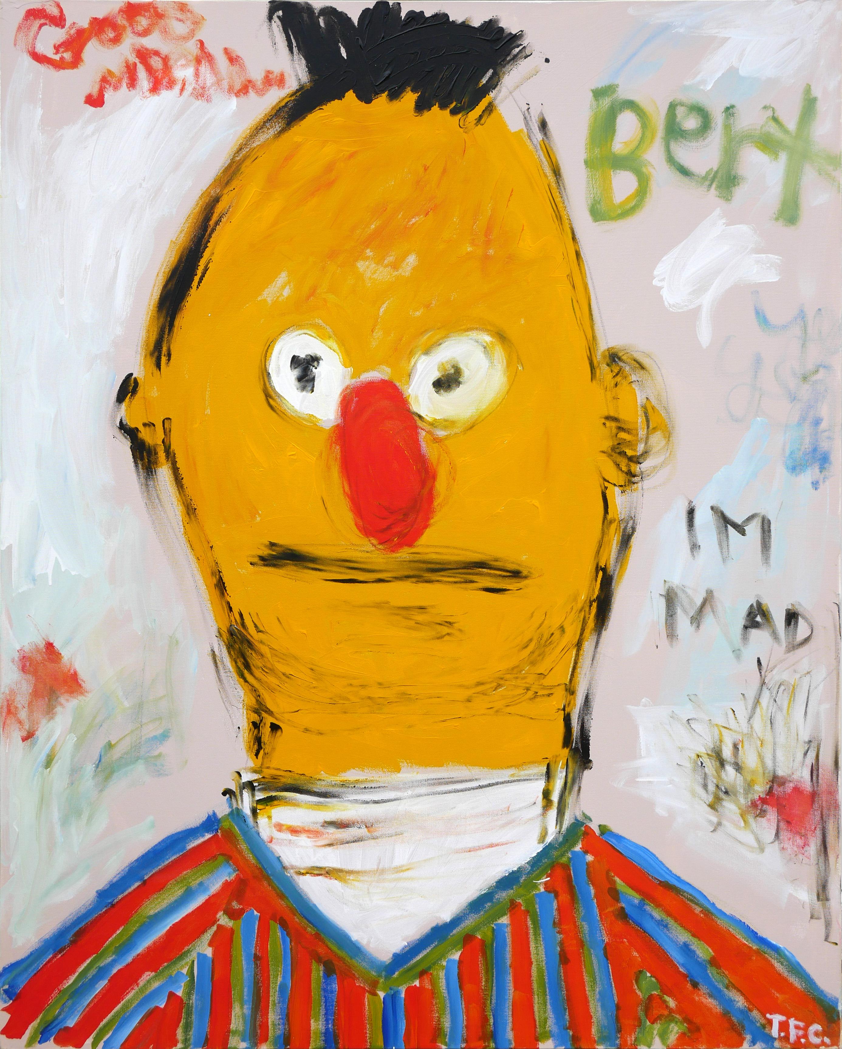 Tyler Casey Figurative Painting - "Bert" Contemporary Abstract Pop Art Figure Painting of Sesame Street Character 