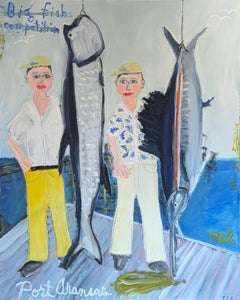 "Concorso Big Fish" Pittura astratta gestuale contemporanea di uomini e pesci