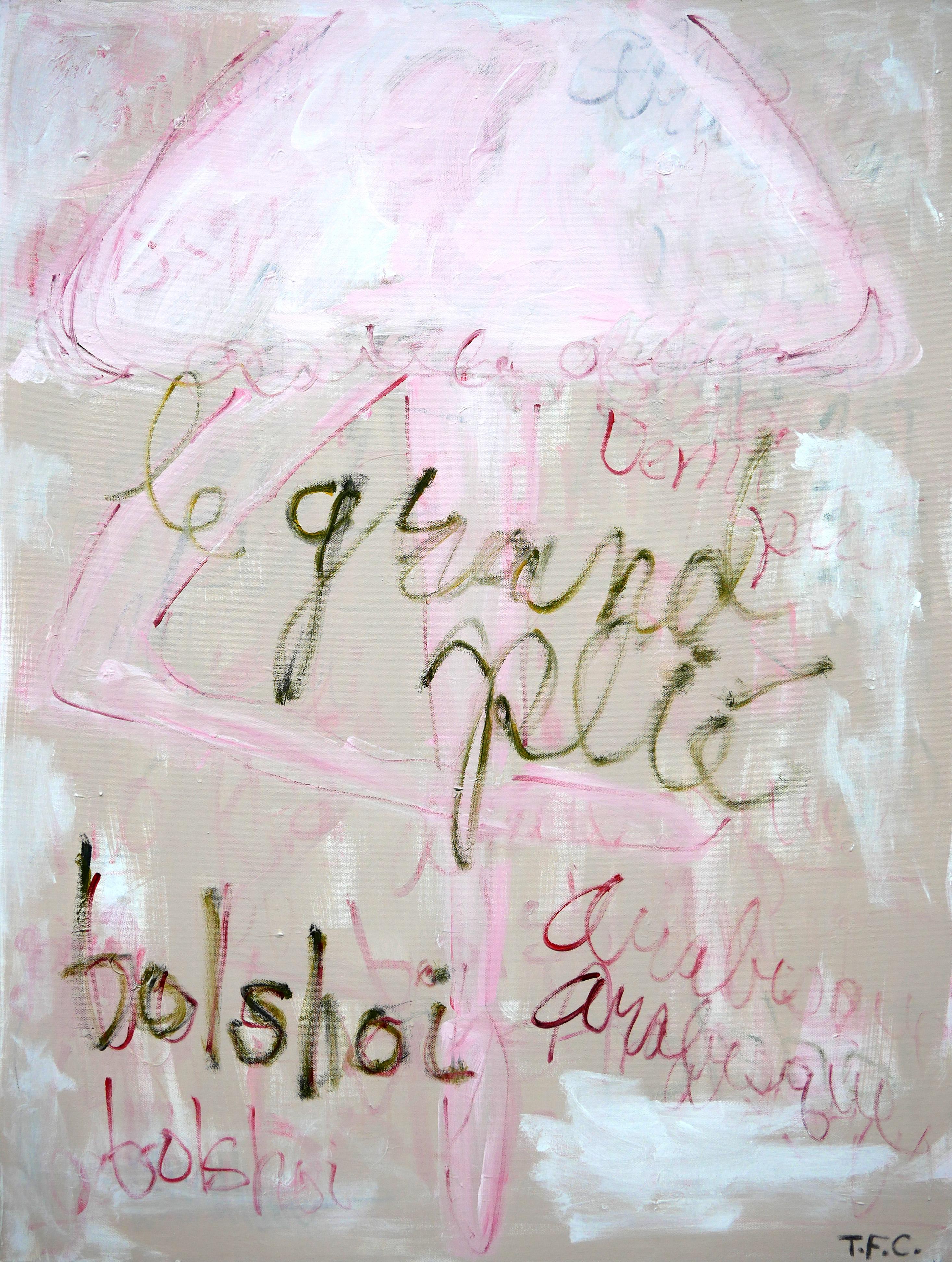 Zeitgenössisches abstraktes Pop-Art-Gemälde einer rosa Ballerina, Bolshoi-Ballerina 