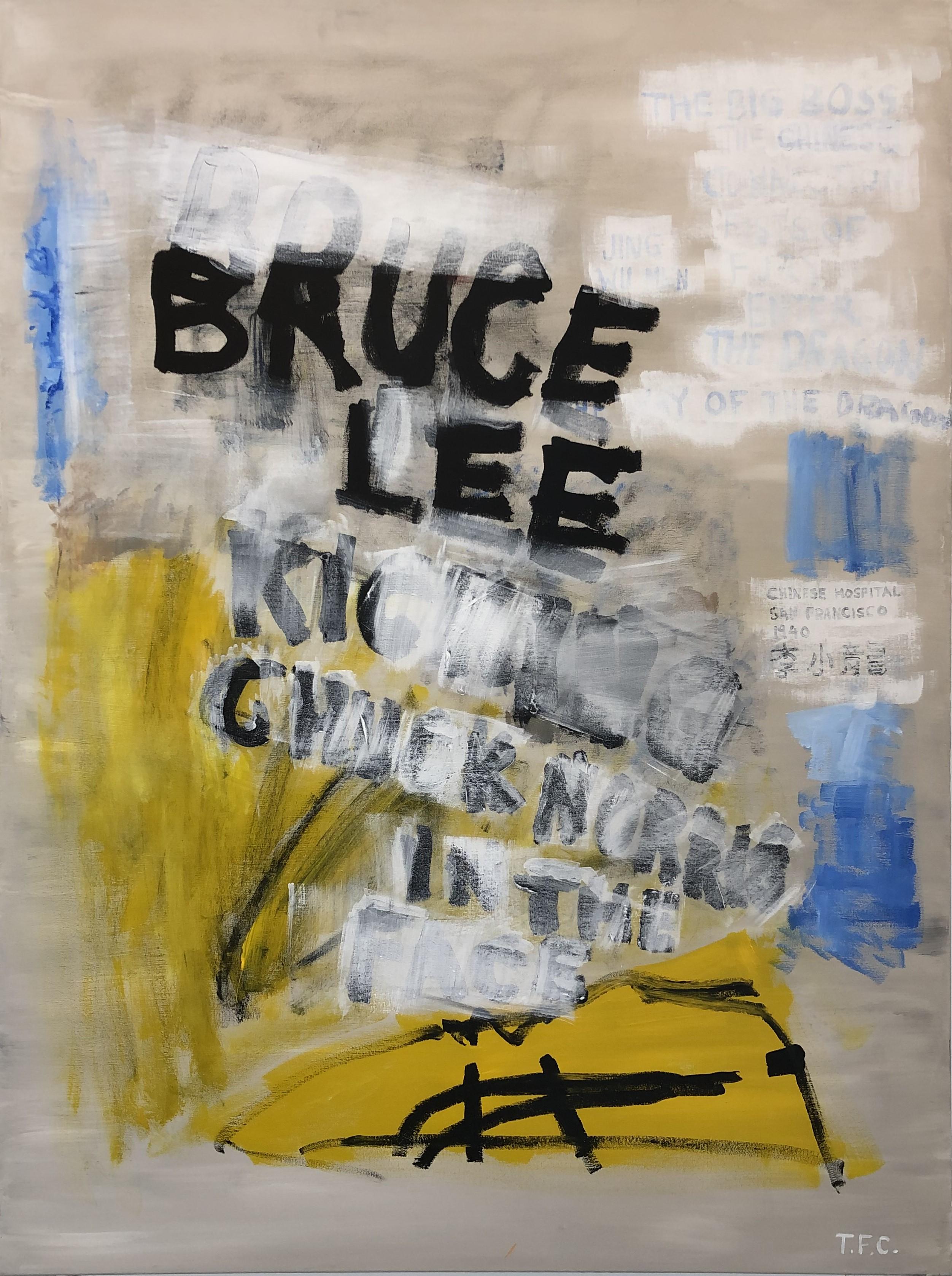 "Bruce Lee" Contemporary Abstract Pop Art Martial Arts / Karate Movie Painting - Mixed Media Art by Tyler Casey