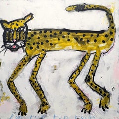 "Cheetah" Contemporary Gelb & Schwarz getönten abstrakten Pop Art Tier Malerei