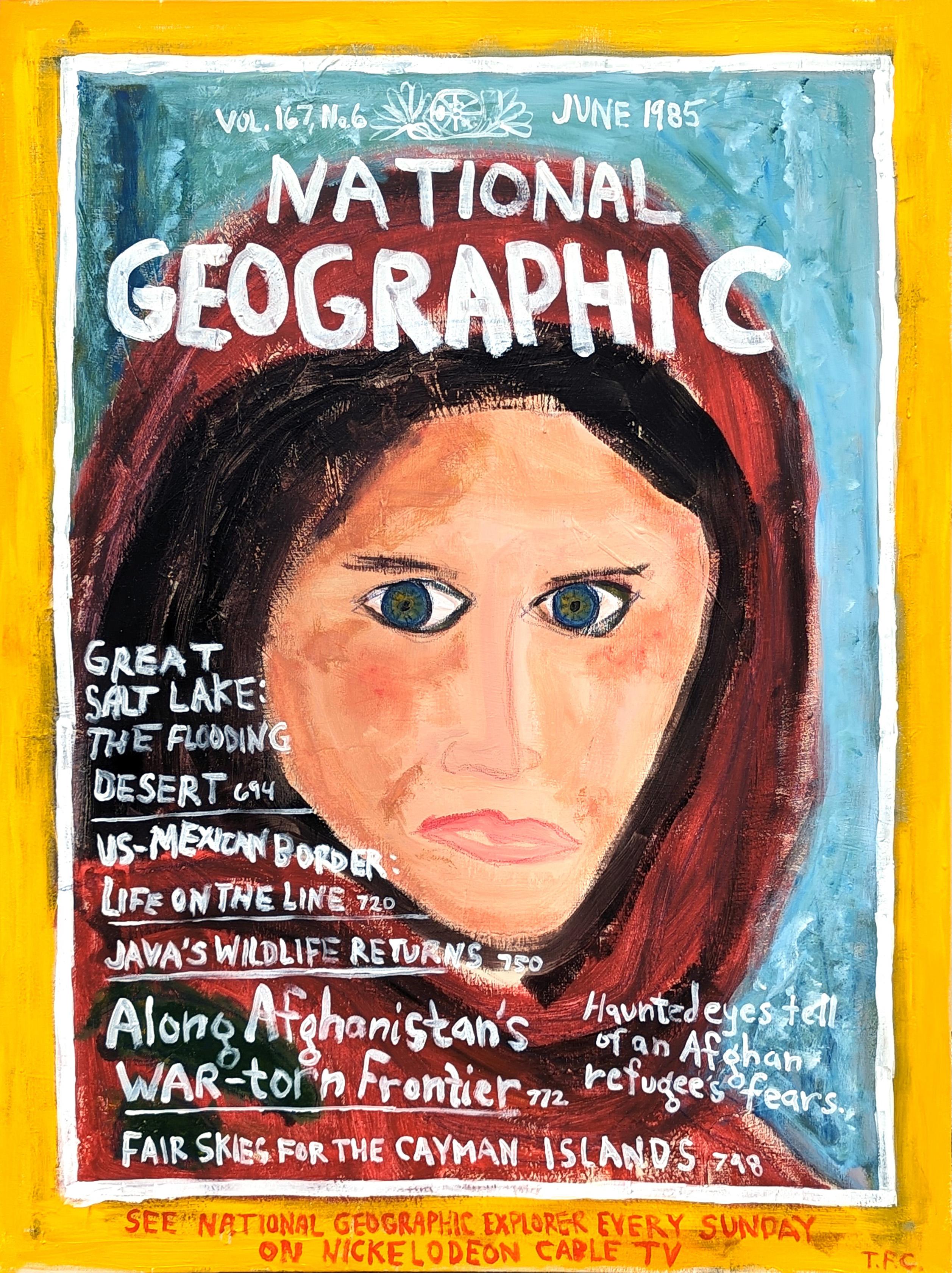 Tyler Casey Portrait Painting - Contemporary Abstract Portrait of Sharbat Gula on 1985 National Geographic Cover