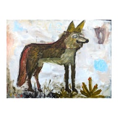 "Coyote" Contemporary Gestural Western Abstract Animal Landscape Painting