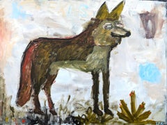 "Coyote" Contemporary Gestural Western Abstract Animal Landscape Painting