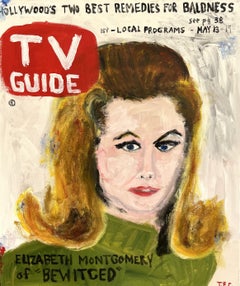 "Elizabeth Montgomery- TV Guide" Contemporary Abstract Pop Art Magazine Painting