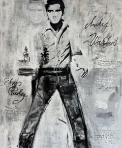 "Elvis" Contemporary Abstract Black/White Andy Warhol Inspired Pop Art Painting