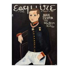 "Equire- Juan Escutia" Zeitgenössische gestische abstrakte Portraitmalerei