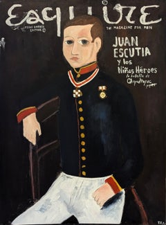 "Equire- Juan Escutia" Contemporary Gestural Abstract Portrait Painting
