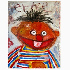 "Ernie" Contemporary Abstract Pop Art Figure Painting of Sesame Street Character