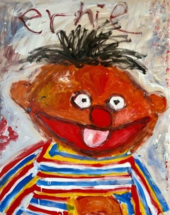 "Ernie" Contemporary Abstract Pop Art Figure Painting of Sesame Street Character
