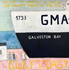 "Gulf Coast" Contemporary Abstract Pop Art Nautical Painting of Galveston Bay