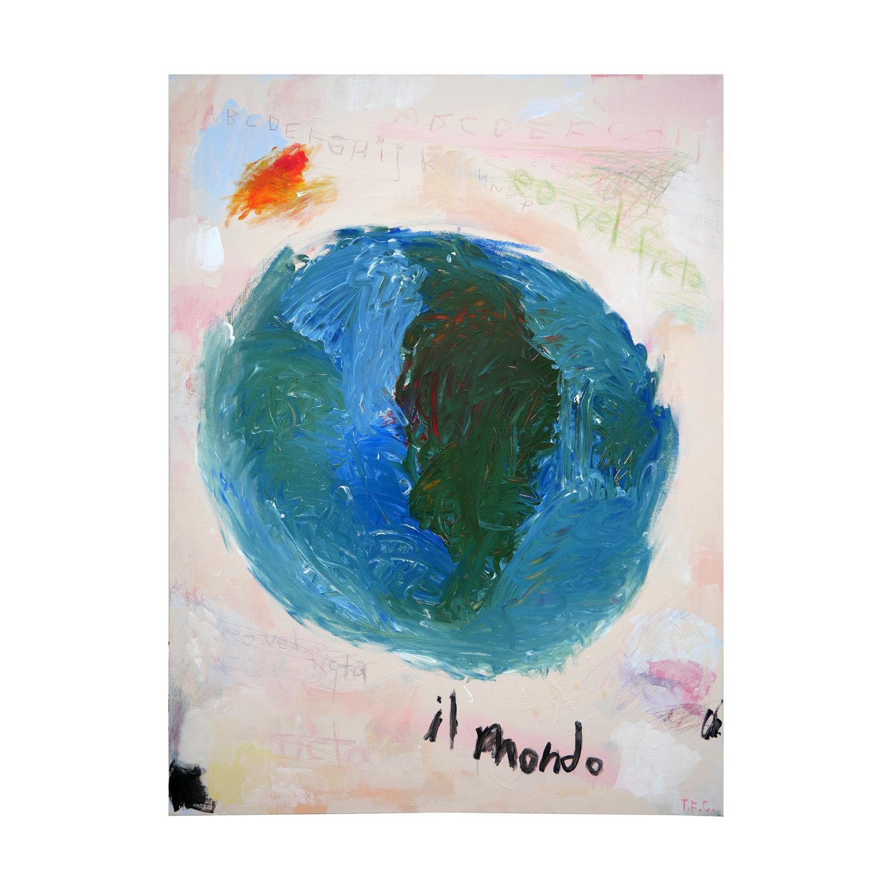 Peinture Pop Art abstraite contemporaine de la Terre depuis l'espace « Il Mondo » - Painting de Tyler Casey