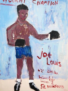 Zeitgenössisches abstraktes Pop-Art-Porträtgemälde eines Champion Boxers, „Joe Louis“
