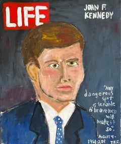 "John F. Kennedy- Life" Contemporary Abstract Pop Art Magazine Cover Painting