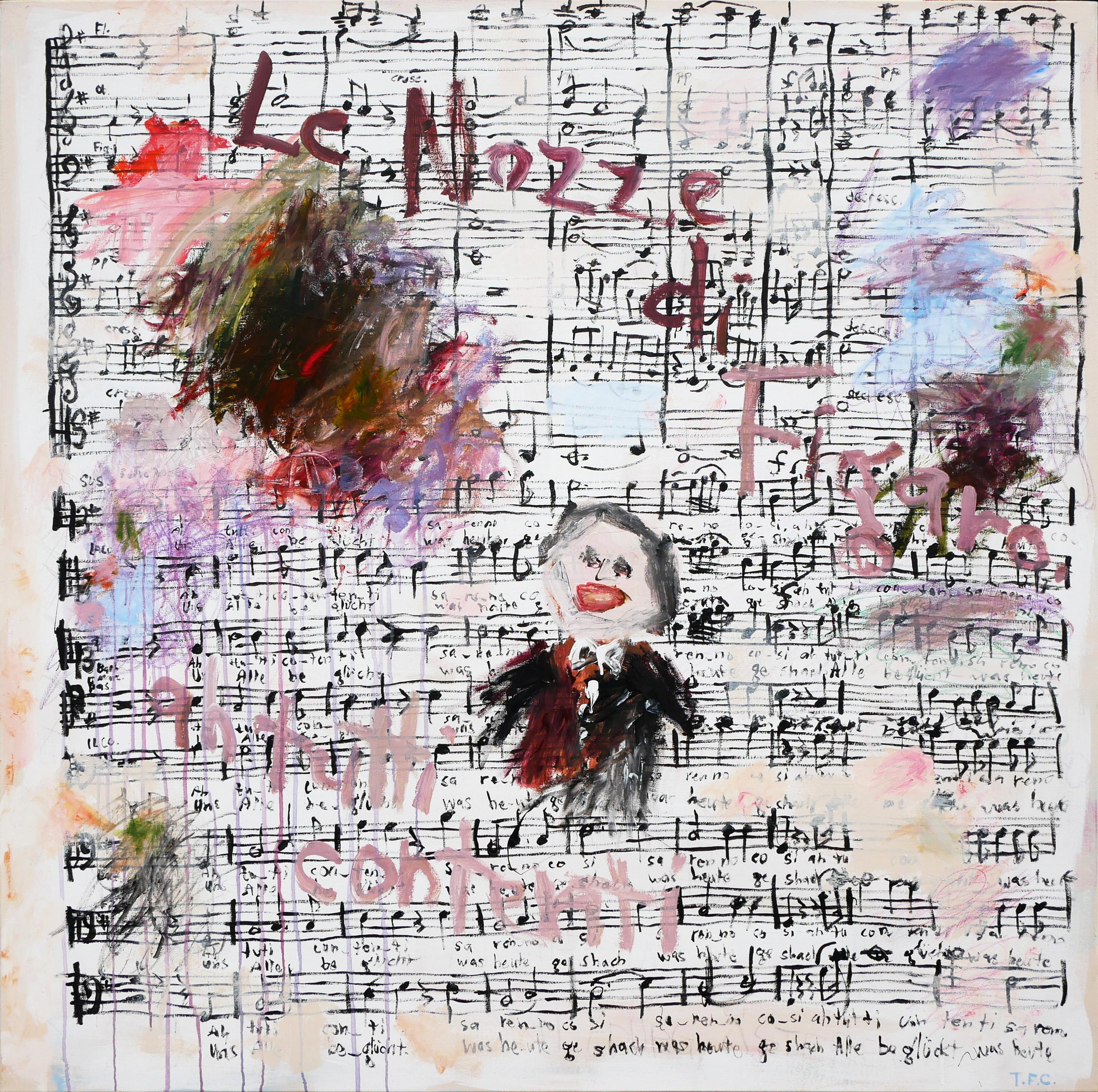 "Le Nozze di Figaro" Peinture Pop Art abstraite contemporaine de feuilles de musique