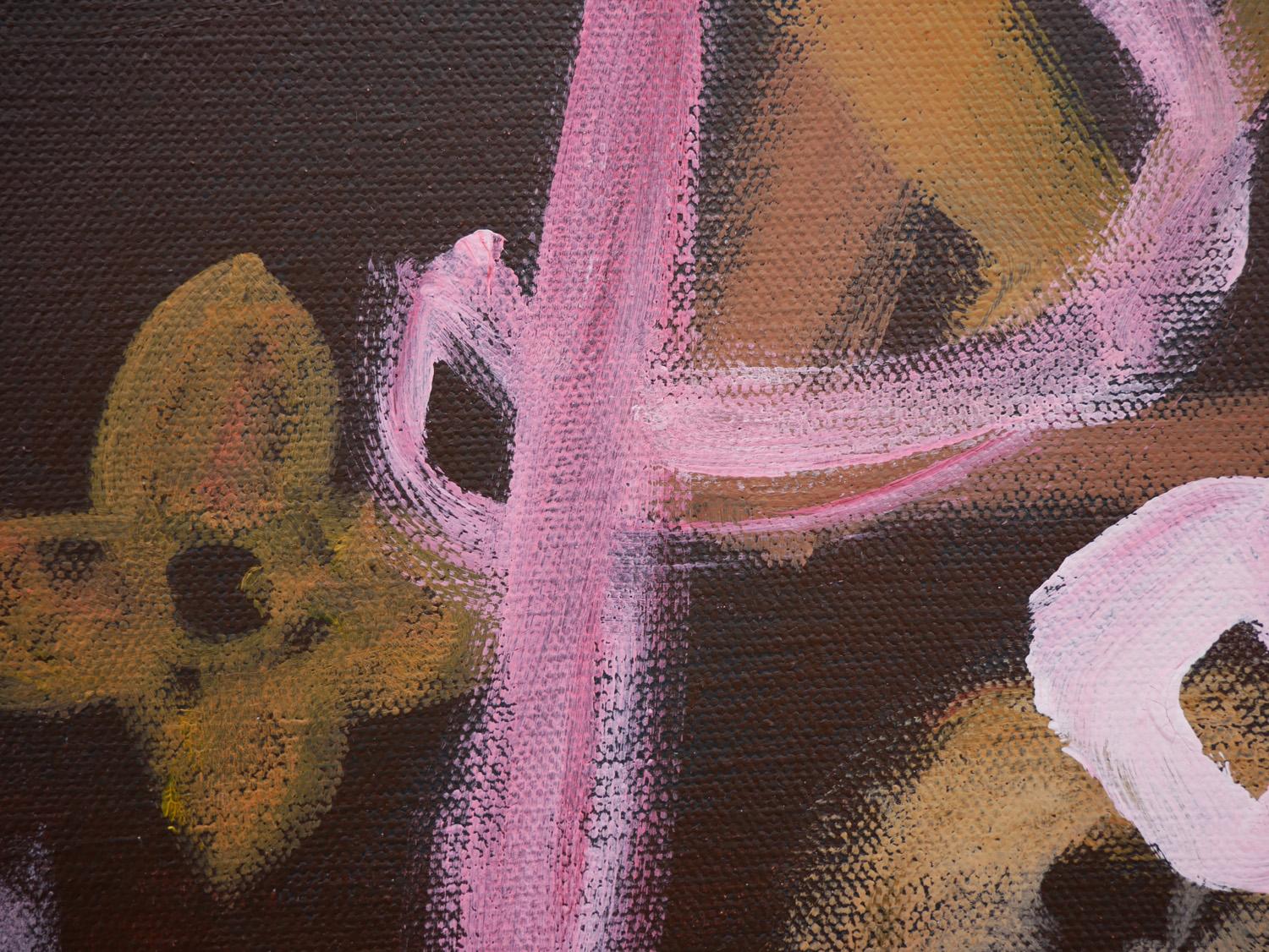 Peinture Pop Art abstraite contemporaine Louis Vuitton avec monogramme LV et rose 4