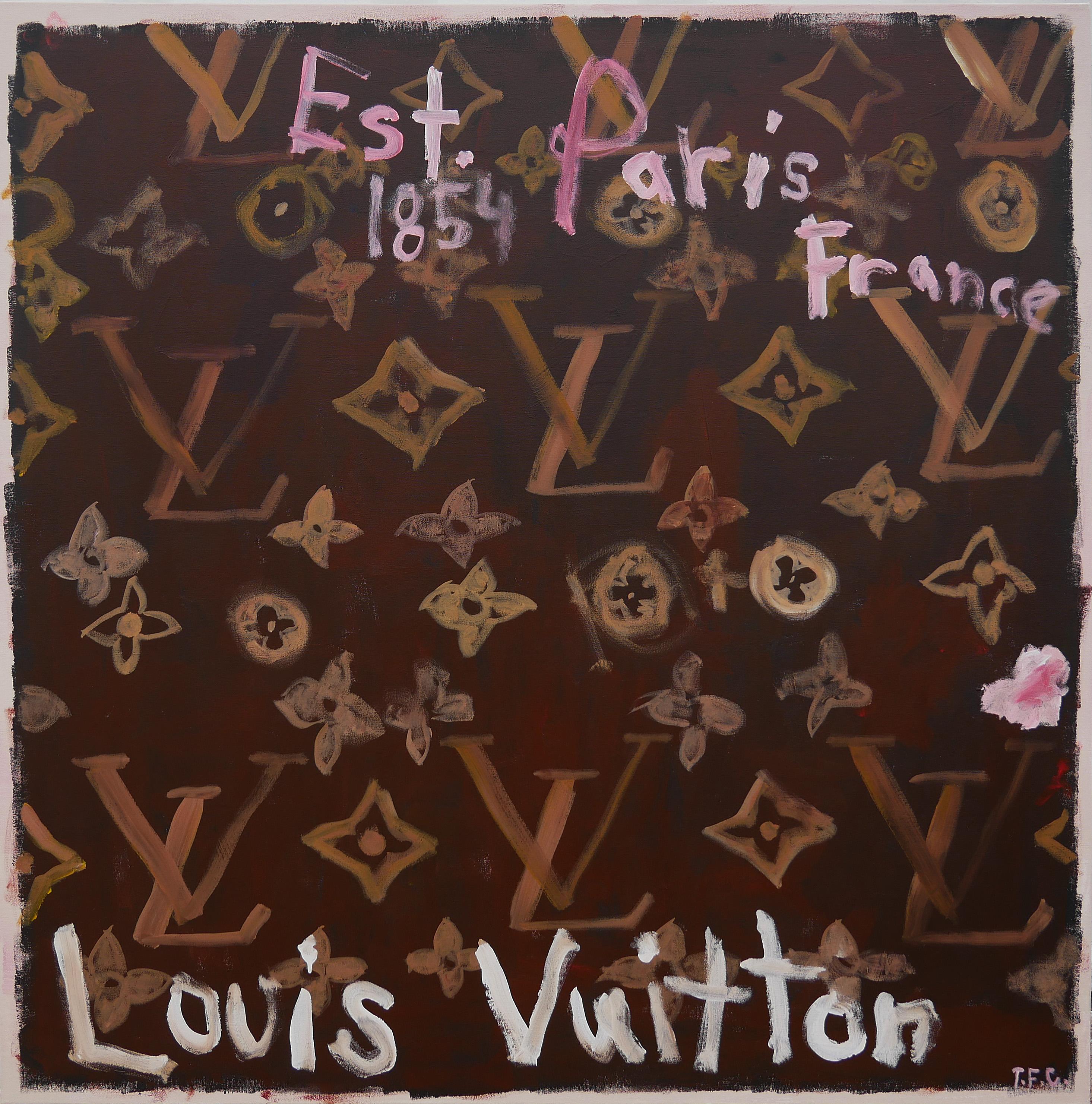 Tyler Casey - "Louis Vuitton" Contemporary Abstract Pop Art Painting of LV  Monogram with Pink For Sale at 1stDibs