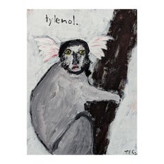 "Marmoset" Peinture abstraite contemporaine d'animaux en tons gris Pop Art