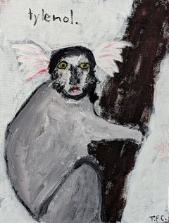 "Marmoset" Contemporary Grey Toned Abstract Pop Art Animal Painting