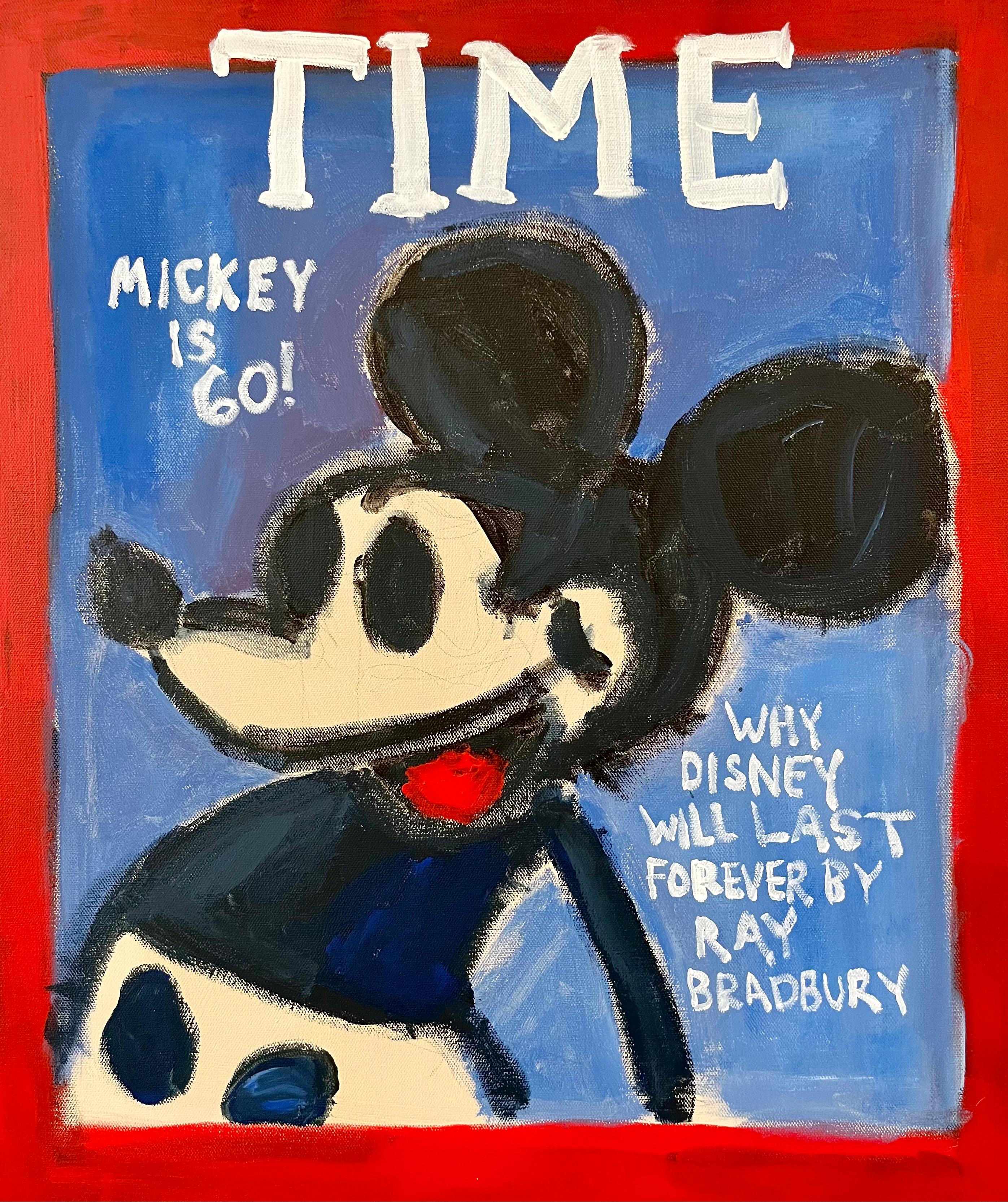Tyler Casey Animal Painting - "Mickey Mouse- Time" Contemporary Abstract Pop Art Magazine Cover Painting