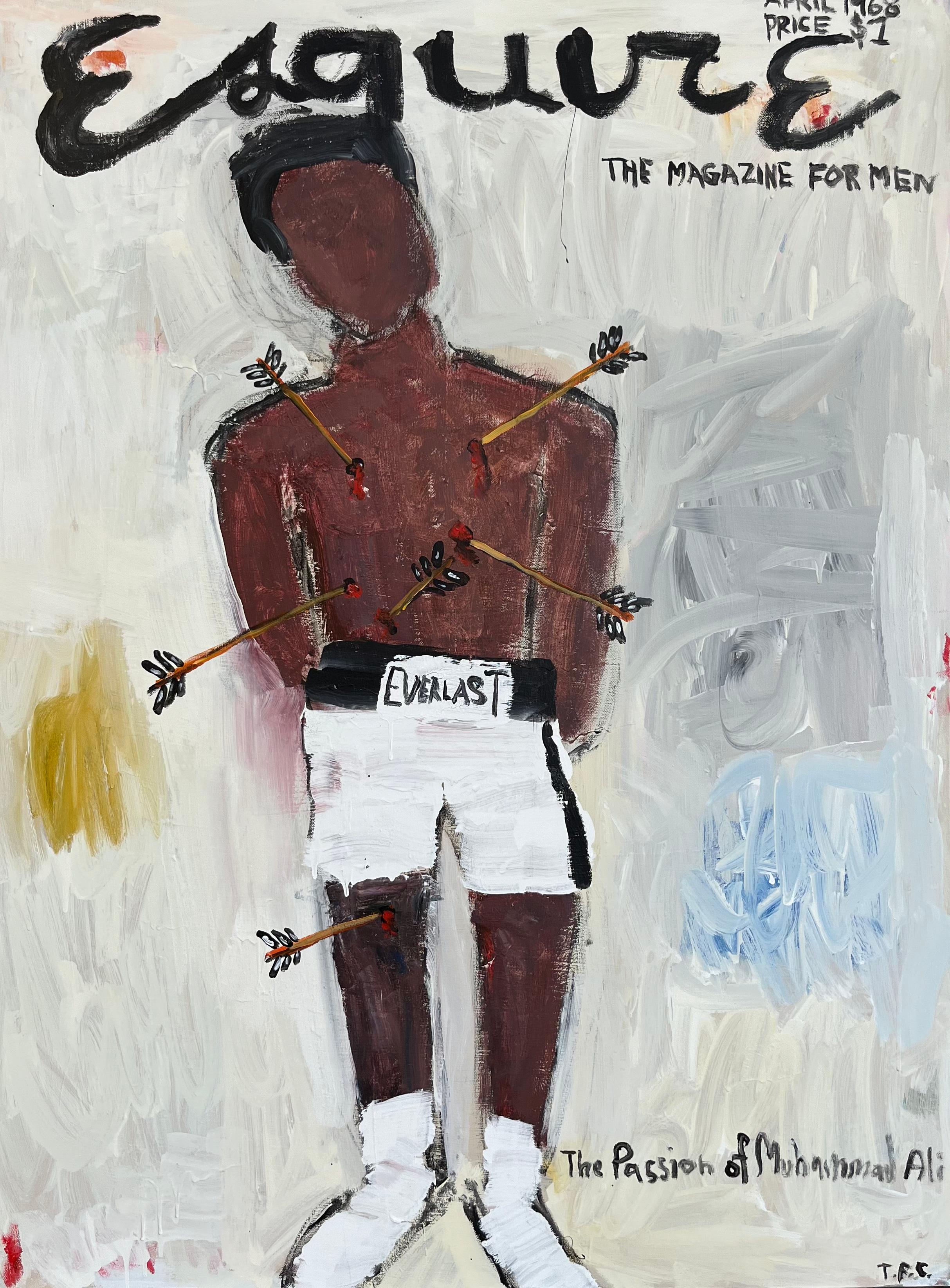 Abstract Painting Tyler Casey - "Muhammad Ali- Esquire" Peinture contemporaine abstraite de couverture de magazine Pop Art