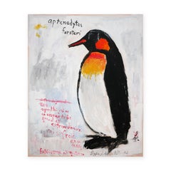 "Penguin" Contemporary Abstract Pop Art Animal Painting of an Emperor Penguin