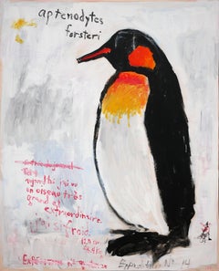 "Penguin" Contemporary Abstract Pop Art Animal Painting of an Emperor Penguin