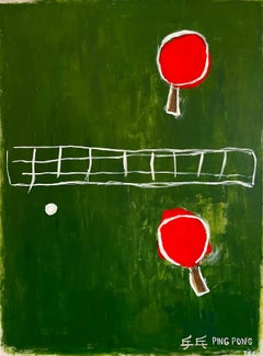 "Ping Pong (Green)" Contemporary Abstract Pop Art Painting