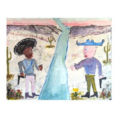 "Quieres Barbacoa?" Contemporary Gestural Abstract Painting of Cowboy & Vaquero