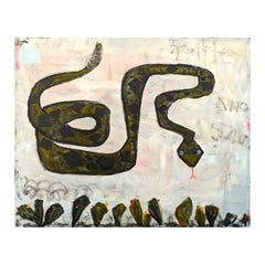 "Serpiente de cascabel" Pintura contemporánea gestual de paisaje abstracto occidental