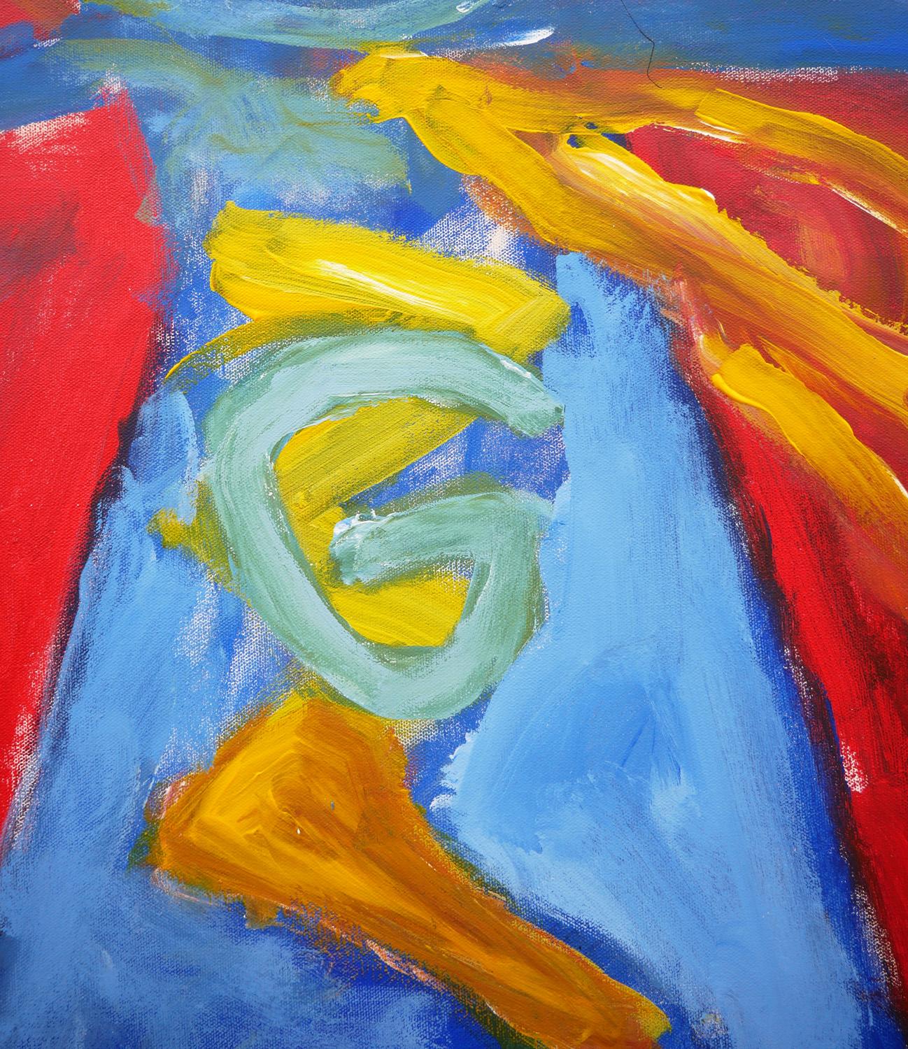 Quadro pop art contemporaneo dell'iconico personaggio di Sesame Street, Super Grover, realizzato dall'artista texano/messicano Tyler Casey. L'opera presenta un ritratto astratto in tonalità blu di Super Grover vestito con il suo iconico elmo e