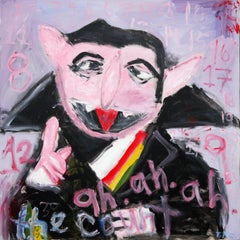 "The Count" Contemporary Abstract Pop Art Painting of Sesame Street Character 