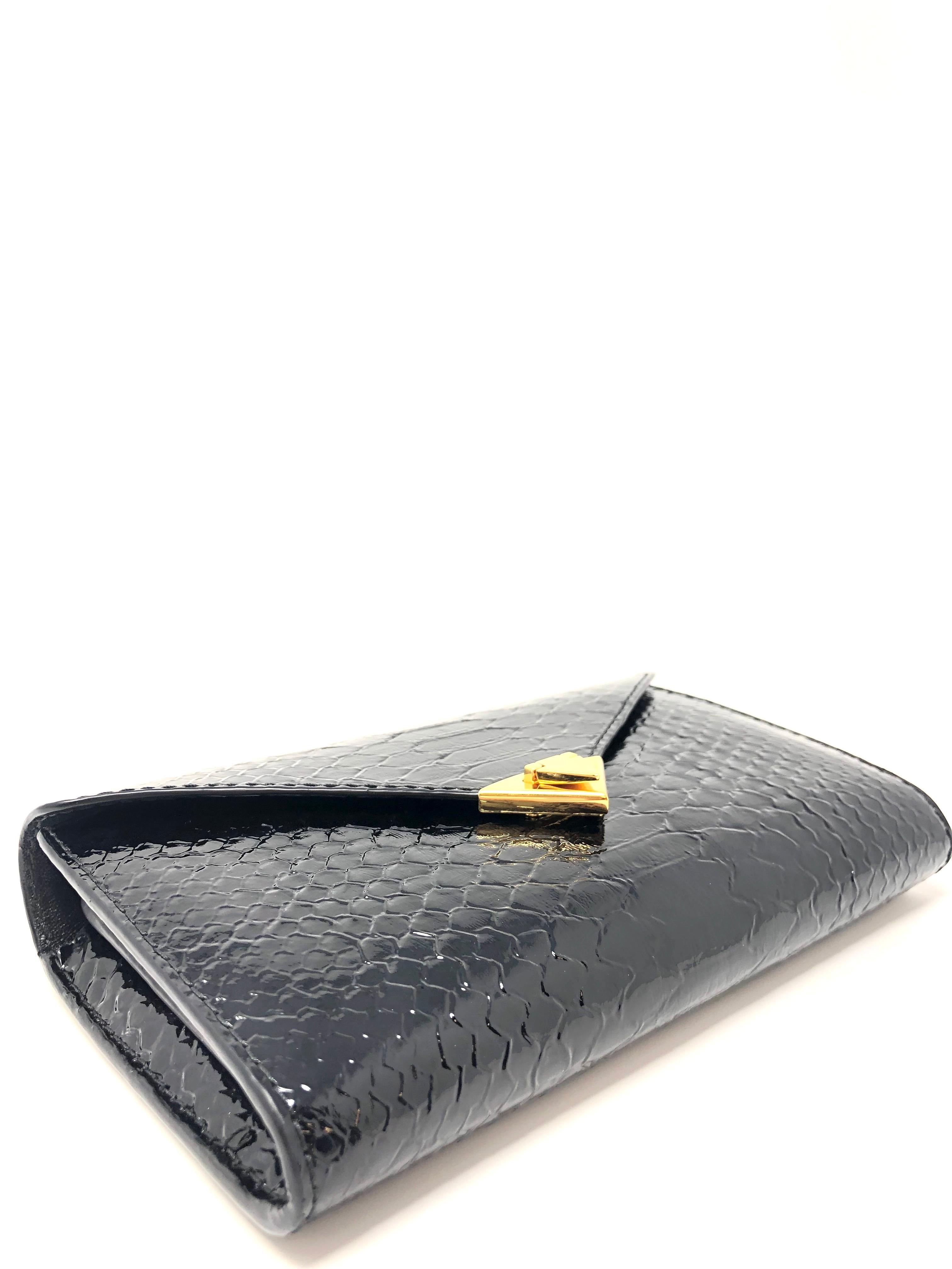 TYLER ELLIS Alex Wallet Black Noir Glossy Python Gold Hardware 3