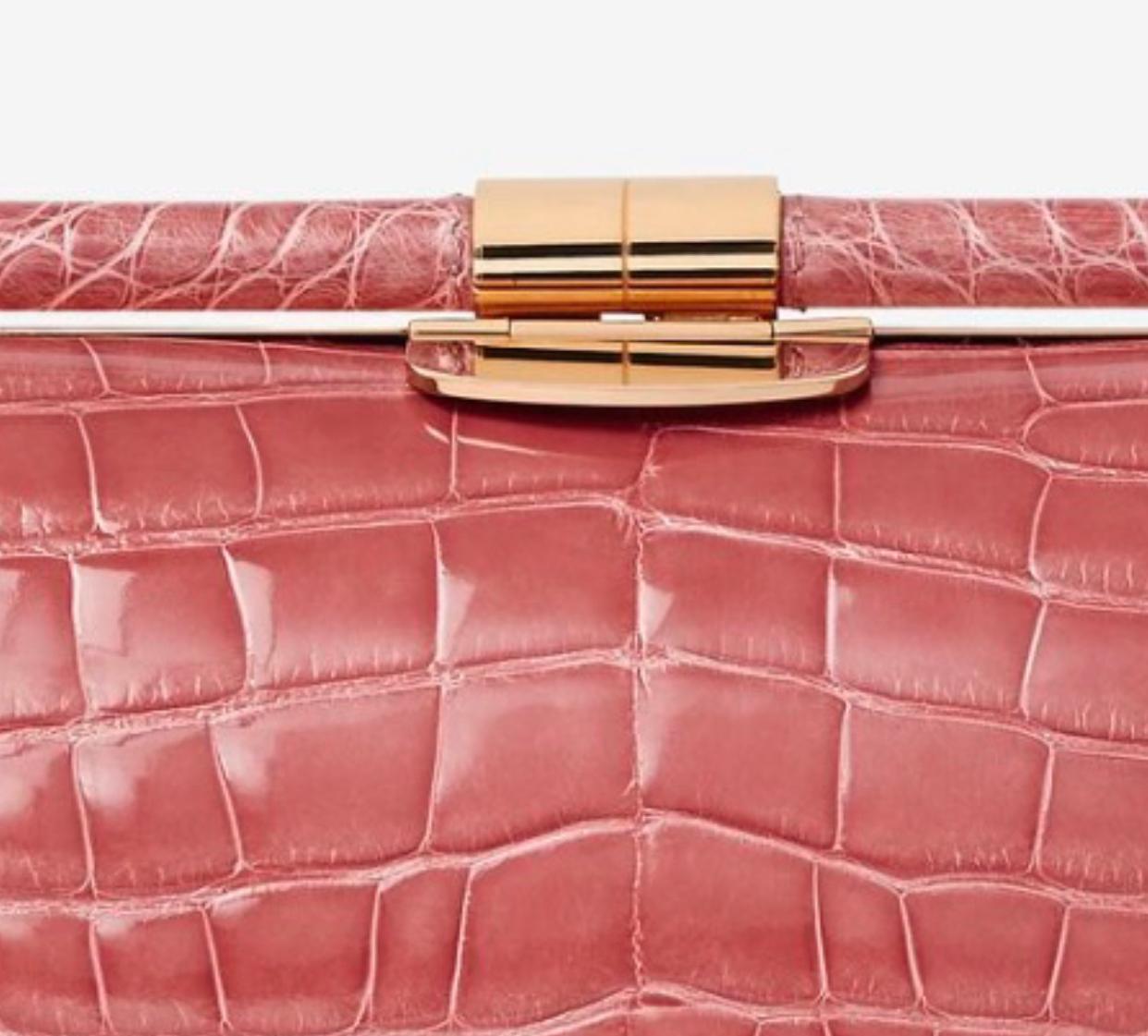 Pink TYLER ELLIS Anjuli Clutch Medium Rose Alligator Rose Gold Hardware