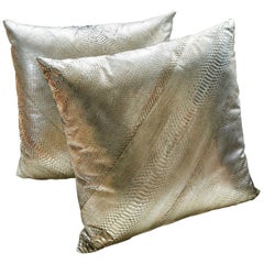 TYLER ELLIS Electric Pewter Metallic Python Oversized Pillow
