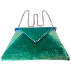 Tyler Ellis Emerald Green Velvet Lee Pouchet Clutch or Crossbody Evening Purse (pochette ou sac à main de soirée)