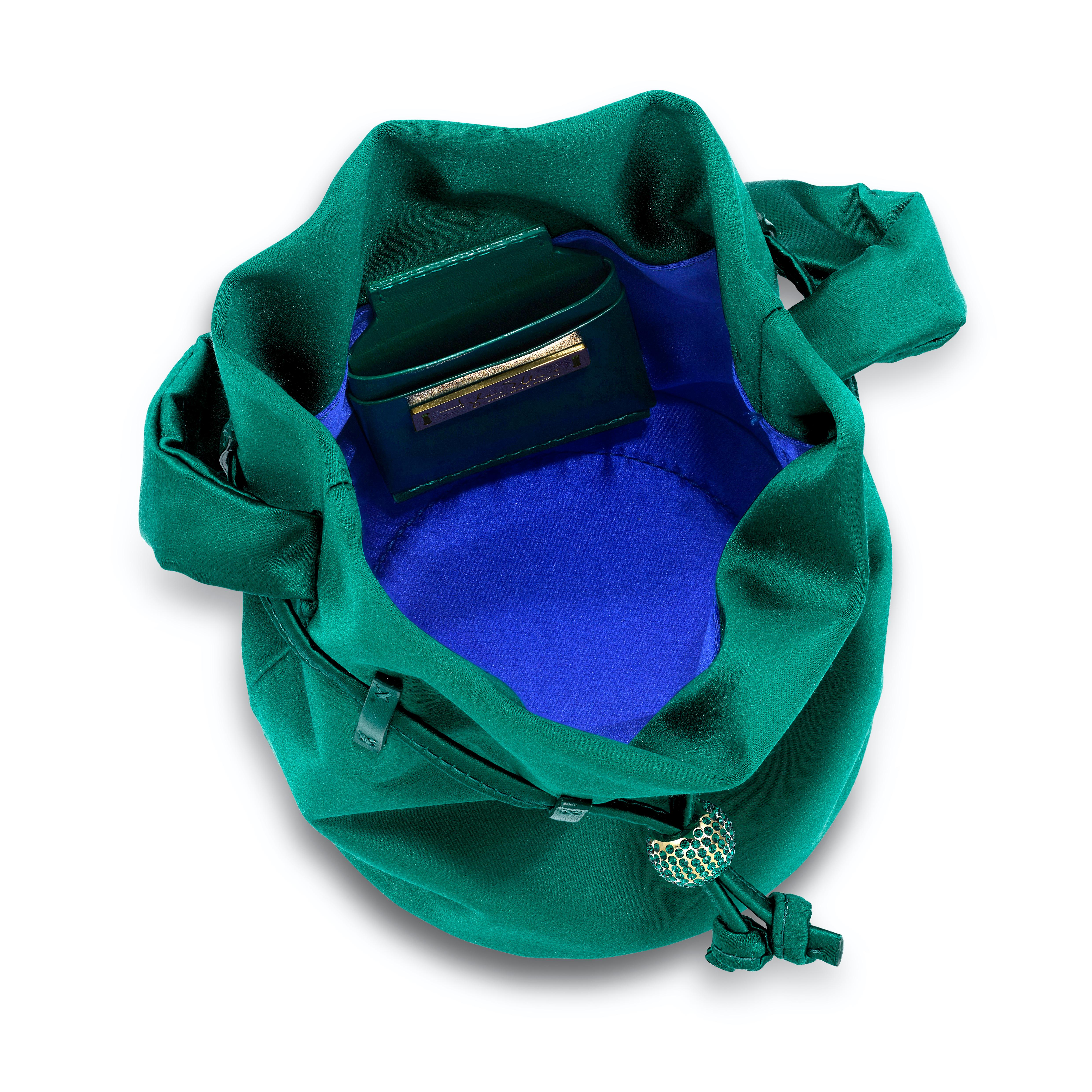 emerald green satin bag