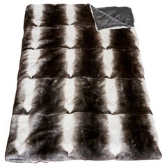 TYLER ELLIS Grey + White Orylag Fur Throw