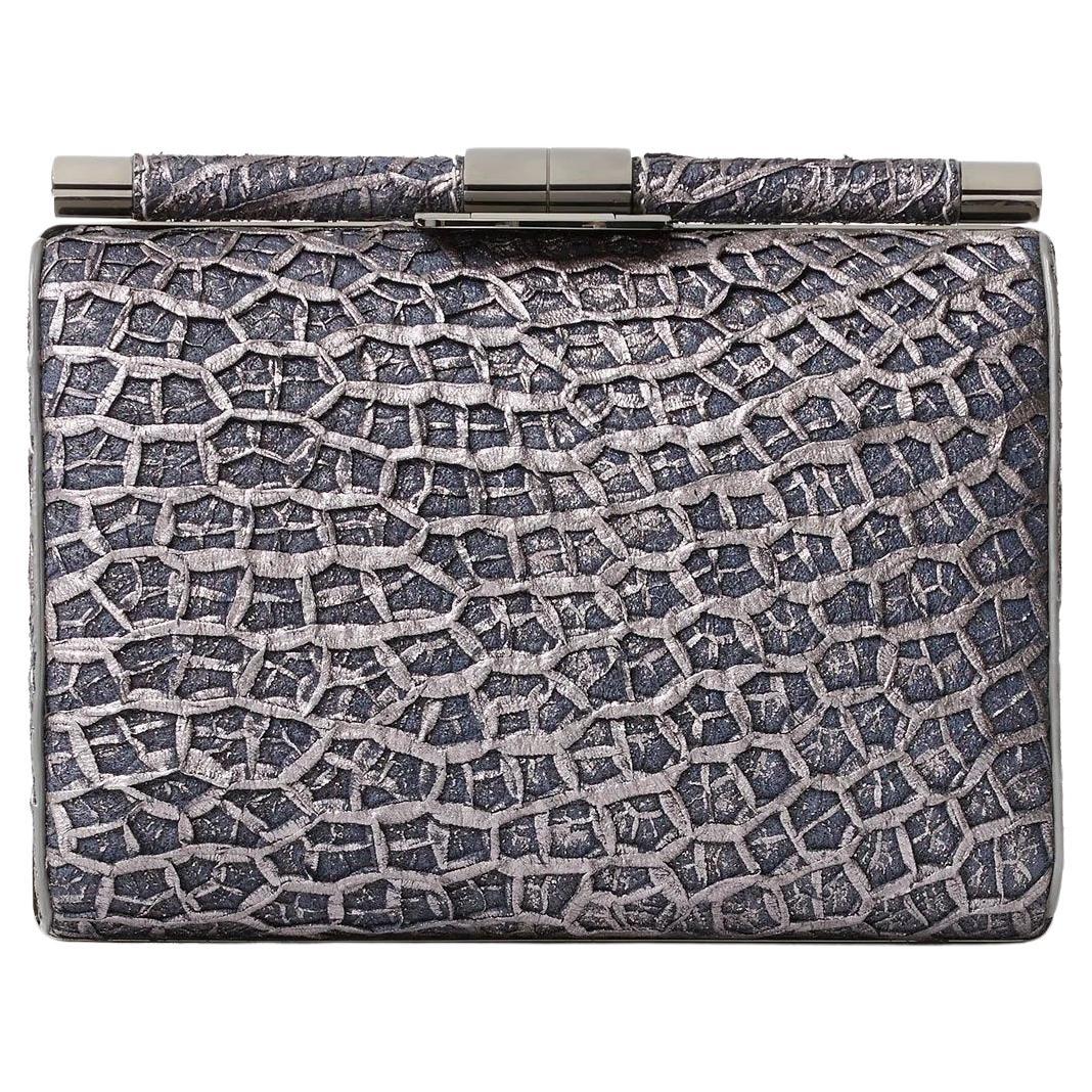 TYLER ELLIS Jamie Clutch Klein Navy Wabenleder mit Gunmetal Hardware