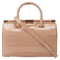 TYLER ELLIS Jamie Doctor Medium Nude Glossy Alligator Rose Gold Hardware