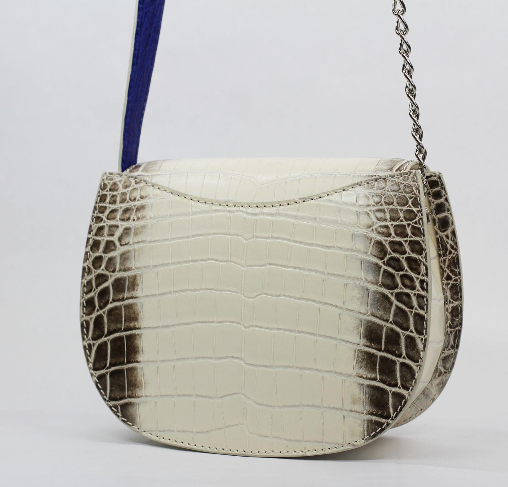 Gray TYLER ELLIS Jane Saddle Small Natural White Himalayan Crocodile Silver Hardware