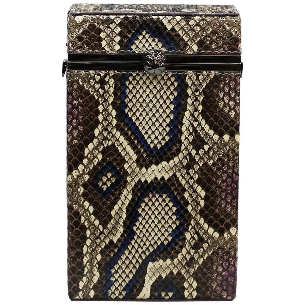 TYLER ELLIS Kelly Box Blue/Violet Python Gunmetal Hardware