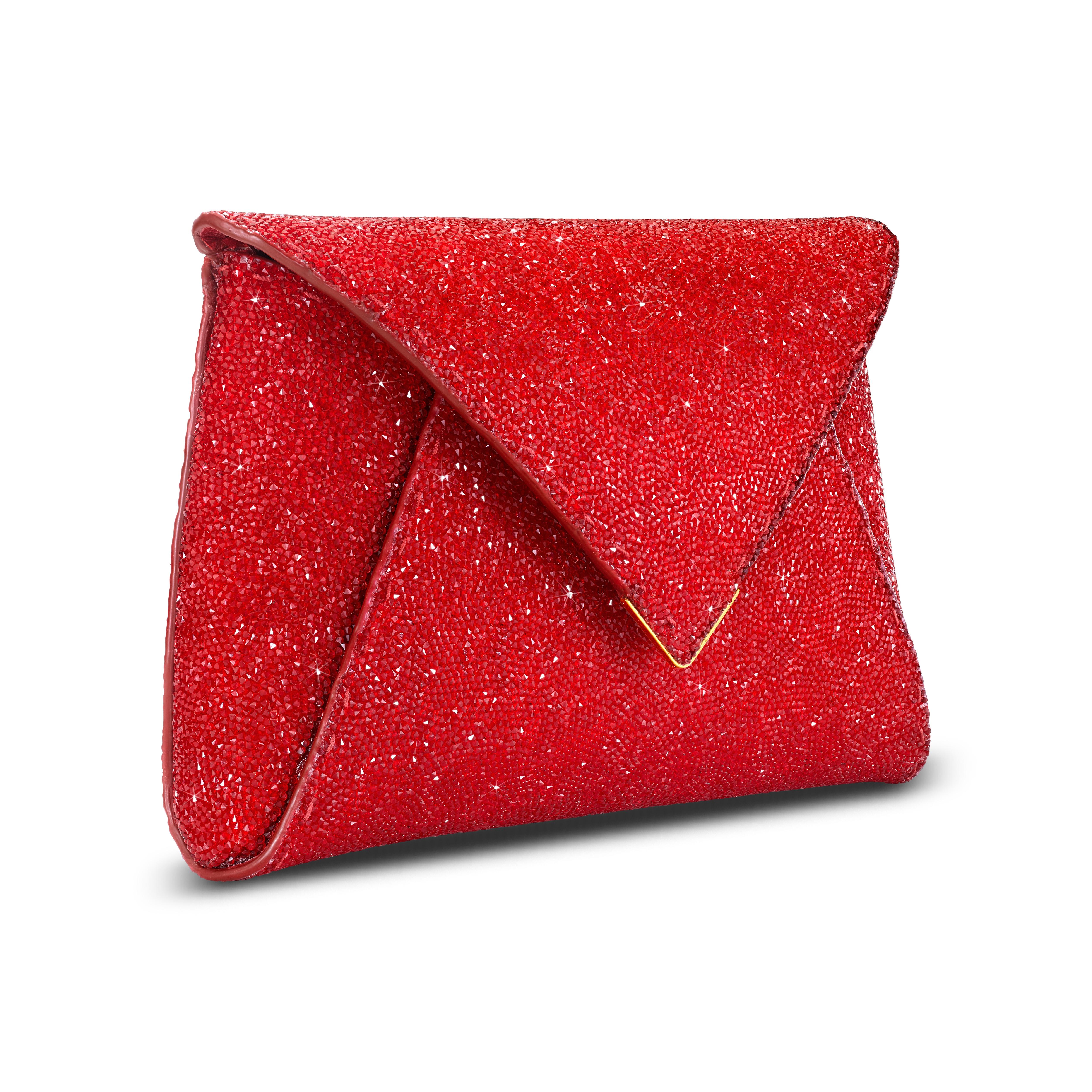 scarlet red leather leo clutch