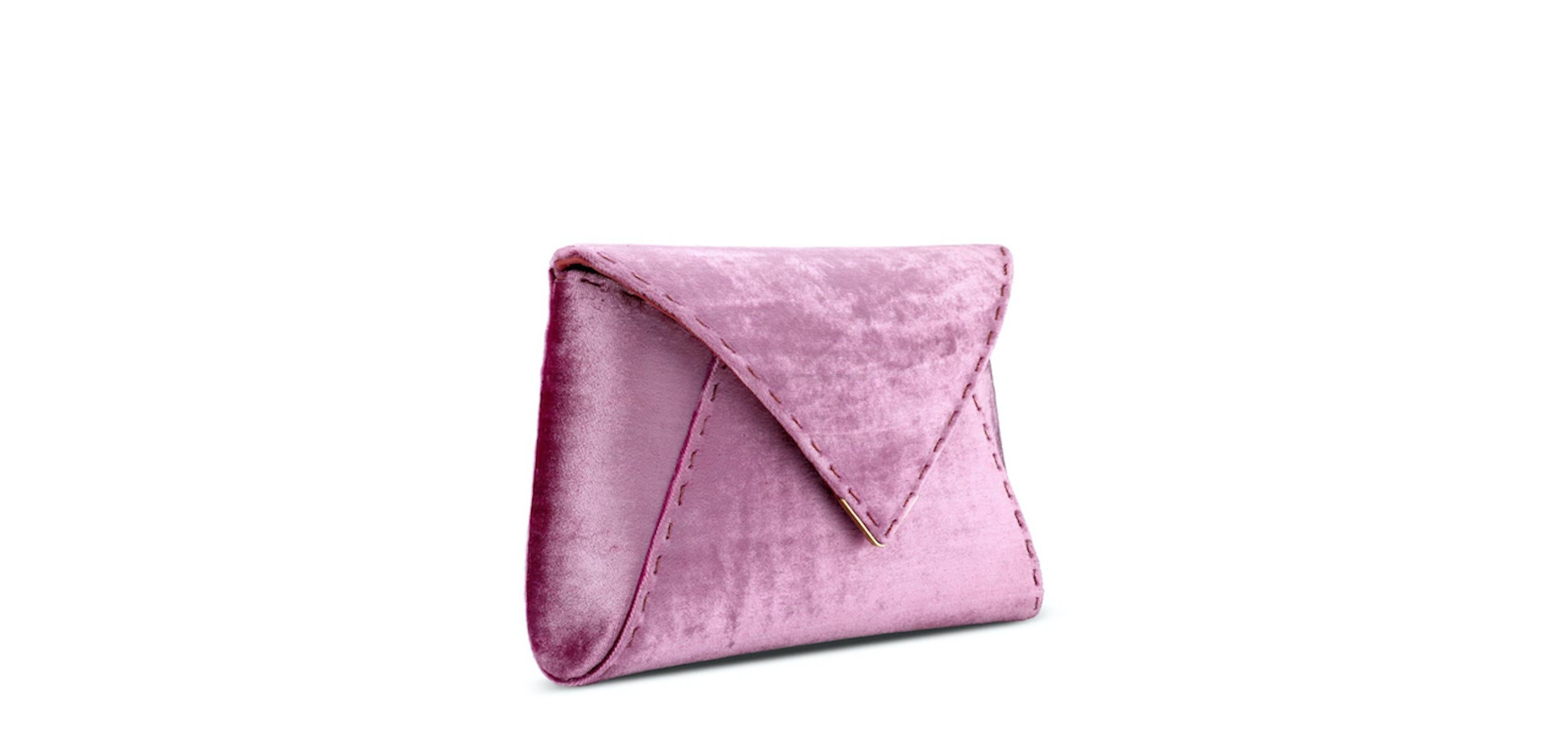 Purple TYLER ELLIS Lee Pouchet Small Dark Pink Crushed Velvet Rose Gold Hardware